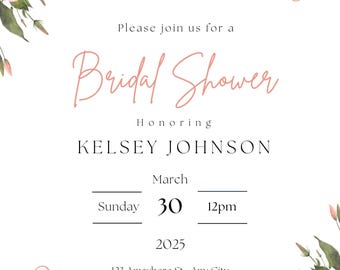 Pink Floral Bridal Shower Invitation