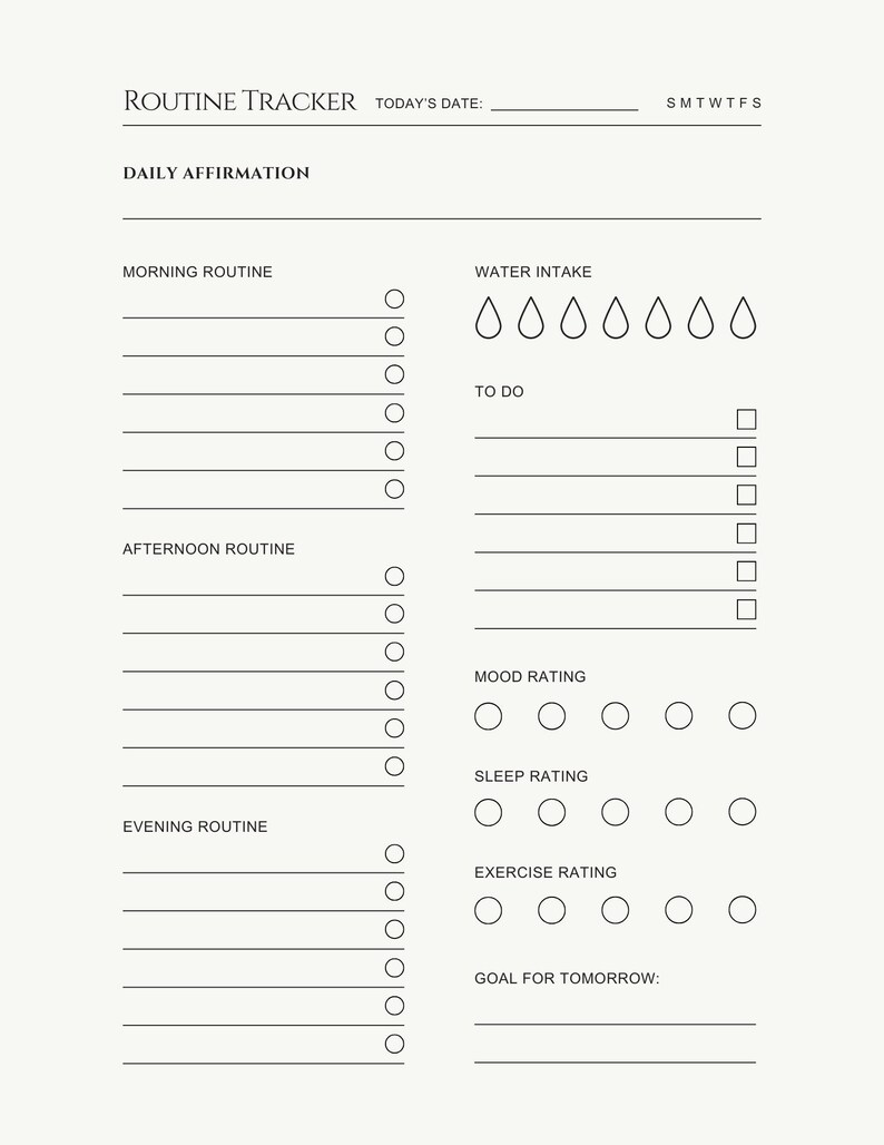 Cream Minimal Daily Routine Planner - Etsy