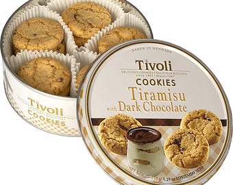 Tivoli Delicous Cookies - Tiramisu with Dark Chocolate in SMALL TIN 150g