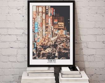 Arte callejero de neón de Tokio - Póster de la ciudad de Japón - Decoración de pared inspirada en Shinjuku - Regalo para la vida nocturna - Calle de Tokio - Ilustración de Tokio - Arte mural