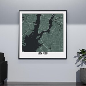 Dark New York City Map Druck – digitaler Download | Moderne minimalistische NYC Wandkunst | City Poster zum Ausdrucken
