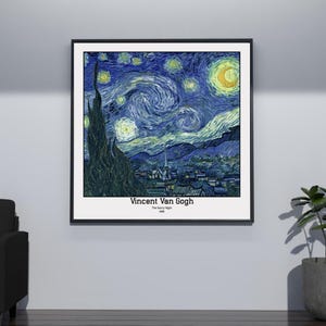 La noche estrellada de Vincent van Gogh – Lámina artística – Famoso arte mural impresionista – Póster de cielo estrellado para el hogar o la oficina