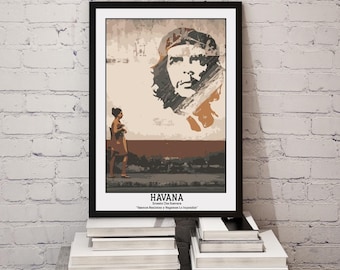 Havana Digital Print – Che Guevara Street Art Poster – "Seamos Realistas y Hagamos Lo Imposible" – Cuban Revolution Wall Decor - Wall Art