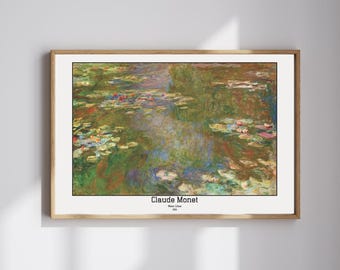Monet Water Lilies Print: Impressionist Floral Pond Art (1919) - Wall Art