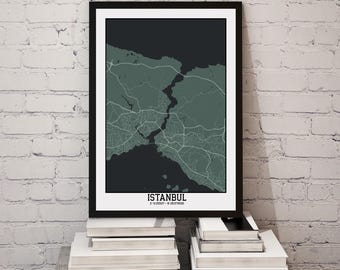 Istanbul City Map Print – Minimalist Urban Map Poster with Coordinates - City Map Wall Art