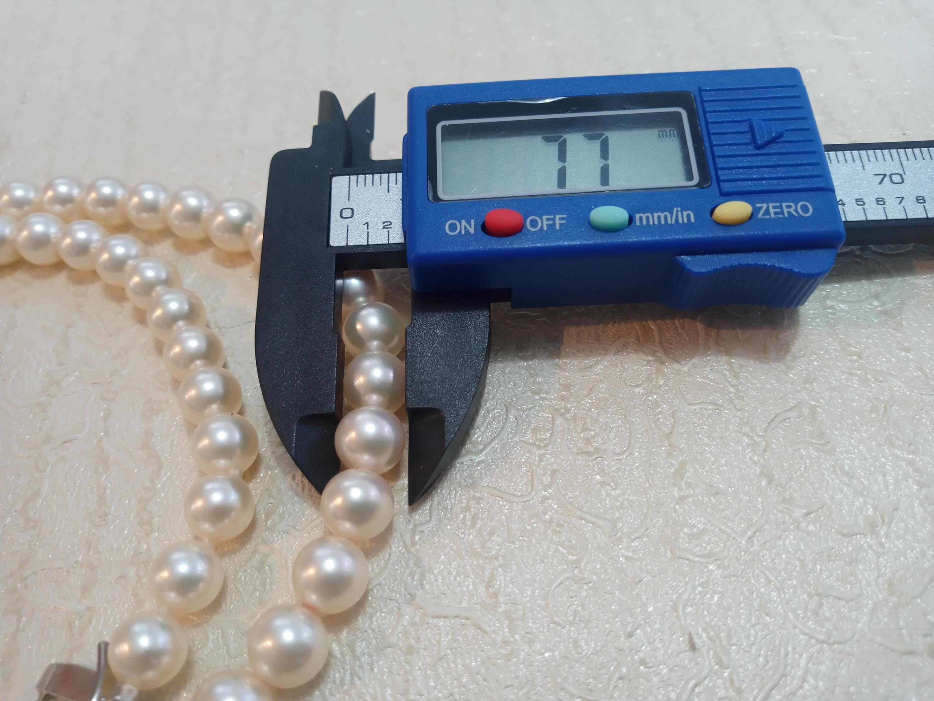 タサキ ブルーアコヤ真珠ネックレス – 7.5 mm ラウンドパール – 43 cm 
