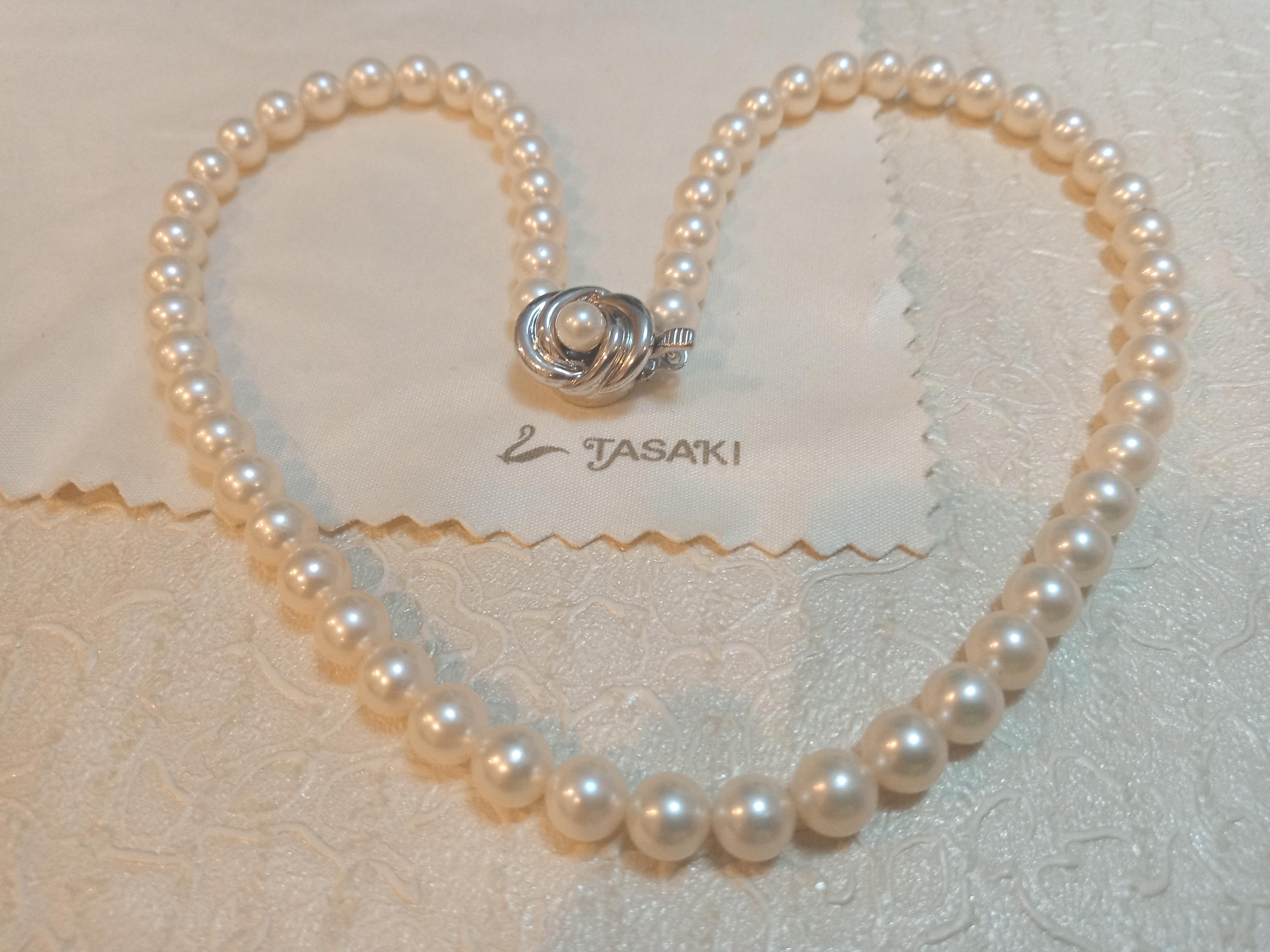 TASAKI アコヤ真珠ネックレス 7mm - 43cm - シルバーフローラル 