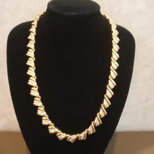 Vintage Nina Ricci Necklace – Gold Tone Choker with Swarovski Crystals – Signed French Designer Jewelry