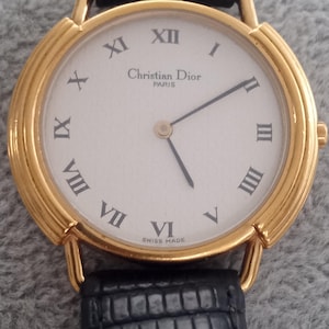 Rare Christian Dior Watch 59.121.2 – CD Clasp, Logo Dial, Swiss Made, Vintage Luxury Timepiece, Original Strap, Gold Ladies Watch