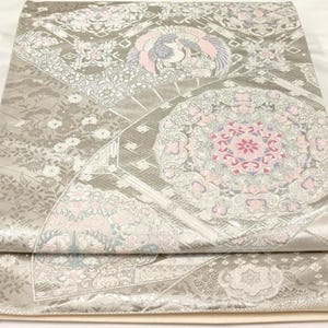 Rare Handwoven Kyoto Fukuro Obi | Platinum Leaf & Gold-Silver Thread | Shōsōin Fan Motif | Certified Masterpiece | 100% Silk