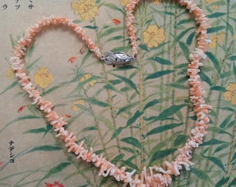 Vintage Pink Coral Necklace – 40cm – Sterling Silver Clasp