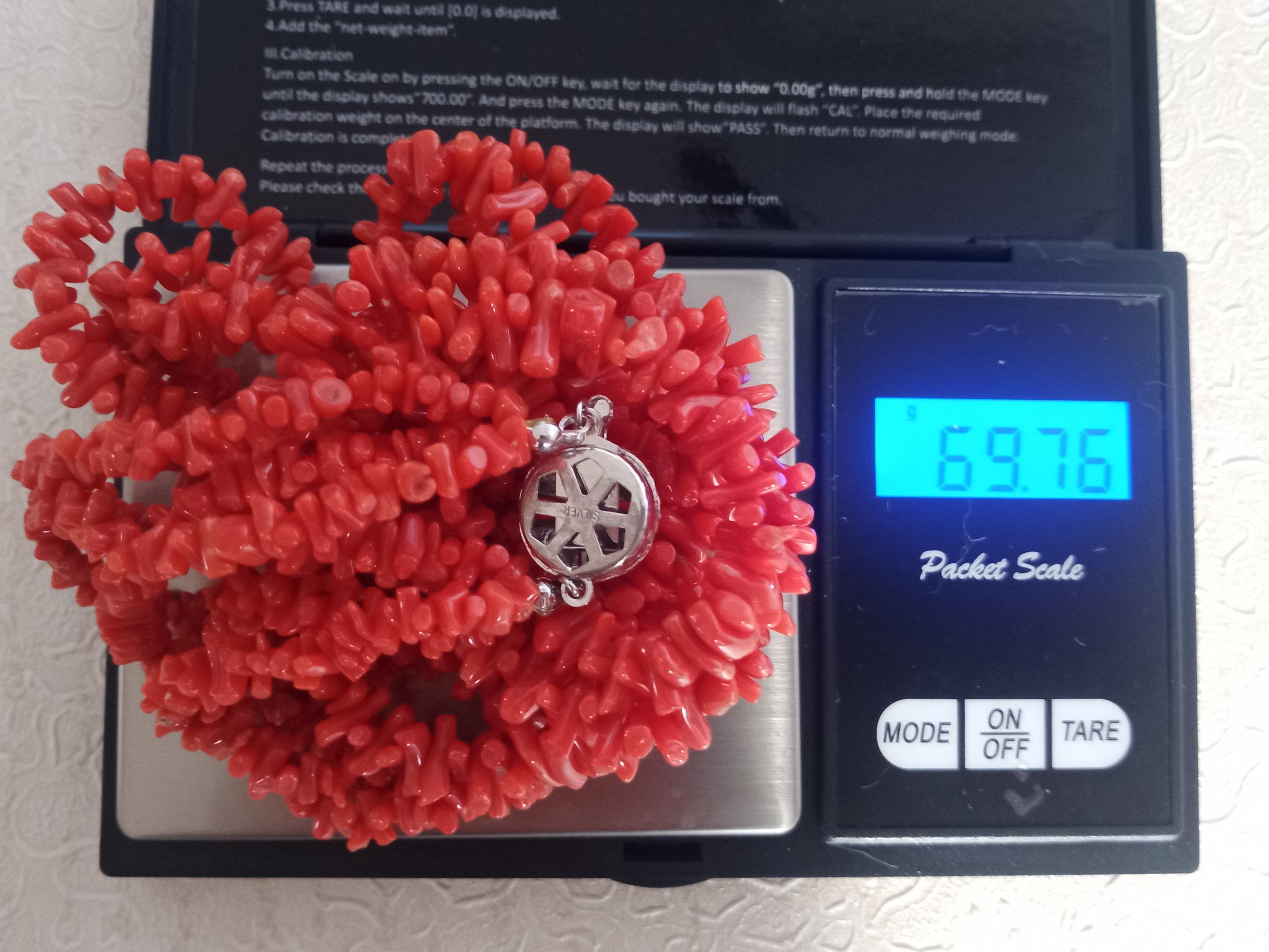 ヴィンテージ 日本製 赤珊瑚 3連ネックレス - 天然赤珊瑚 69.76g 