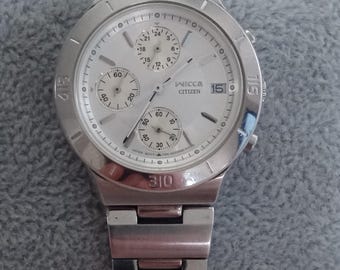 Citizen Wicca Women’s Chronograph Watch – Silver Case & Bracelet – White Dial – Date Window – 32mm – 15cm Band – Working