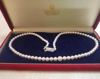 Mikimoto Akoya Pearl Necklace 8.1–4.5mm Graduated | 46.5cm | SIL Clasp with Pearl | Ivory Luster | Vintage Box Included