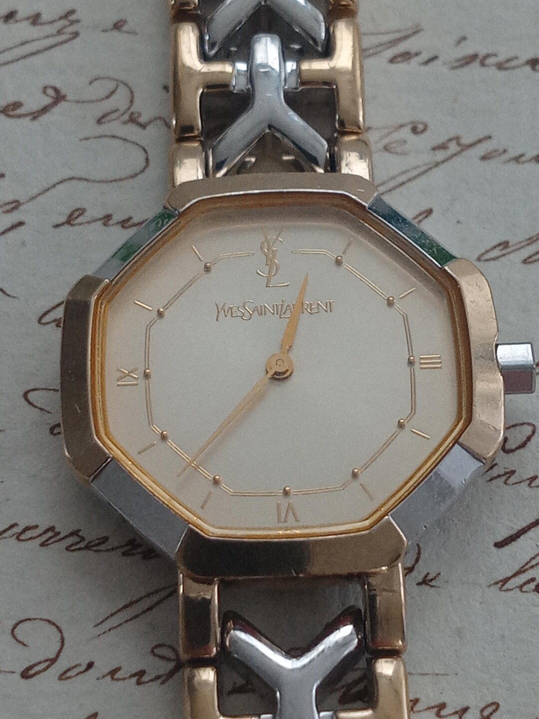 Vintage Yves Saint Laurent Watch 2200 – Octagonal Gold-tone 