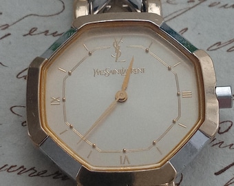 Vintage Yves Saint Laurent Watch 2200 – Octagonal Gold-Tone Case, Ivory Dial, 17cm Y-Link Bracelet