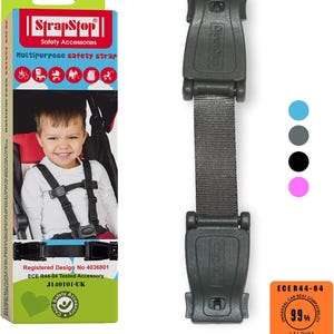 StrapStop a multipurpose safety strap clip for children under 5. Crash Tested Original accessory for car seat, strollers, Dark Grey