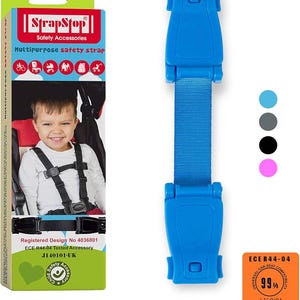 StrapStop a multipurpose safety strap clip for children under 5. Crash Tested Original accessory for car seat, strollers, ROYAL BLUE