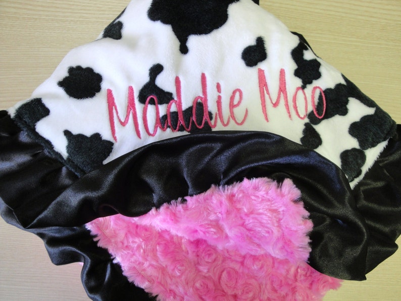 Download Ruffled Cow Print and Cuddle Rose Minky Security Blanket ...
