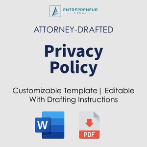 Privacy Policy Template | For US Websites | Attorney-Drafted | Editable with Drafting Instructions