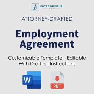 Attorney-Drafted Employment Agreement Template | Editable Word & PDF with Drafting Instructions