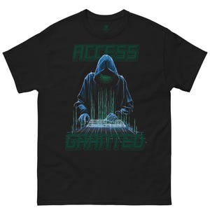 Access Granted Hacker T-Shirt, Cyberpunk Programmer Graphic Tee, Matrix Style Shirt