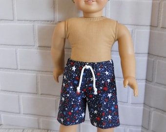 18" Boy Doll Swim Trunks Bathing Suit Shorts Stars fits American Girl Type Dolls