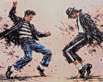 Elvis & MJ - Only 200 pcs - A3 Framed - Signed Print - QR Code