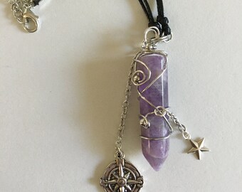 Amethyst Travel Stone Amulet car charm for protection for driving, plane travel, new car gift, traveler lover gift, new driver gift