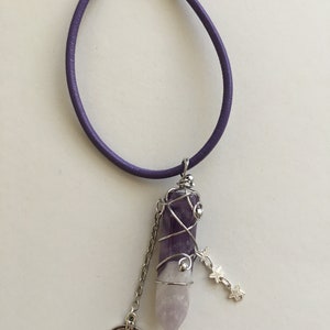 Amethyst Travel Stone Car Charm, Amulet with compass and star charms for luck and protection for driving, new driver gift, traveler gift image 5