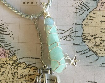 Aquamarine Travel Stone for luck and protection  traveling over water, for boaters, bon voyage, sailor gift