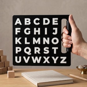 Letter Board with Raised Letters (ENG) for Nonspeakers | Professional Tactile AAC Tool for S2C and RPM | Autism Communication Aid