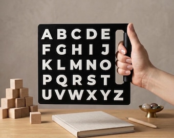 Letter Board with Raised Letters (ENG) for Nonspeakers | Professional Tactile AAC Tool for S2C and RPM | Autism Communication Aid