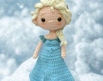 Virkad docka drottning Elsa: Handgjord Frost prinsessa Amigurumi