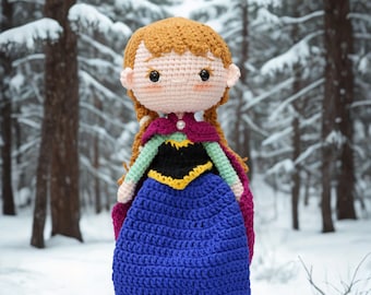 Bambola principessa all'uncinetto: peluche amigurumi fatto a mano - ispirato alla principessa invernale