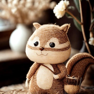 Crochet Squirrel Pattern, Amigurumi Squirrel PDF, Cute Squirrel Crochet, Woodland Animal Plush, DIY Stuffed Squirrel, Easy Crochet Toy