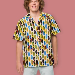 New Retro - Retro geometric button up shirt, geometric print shirt, geometric patterned shirt