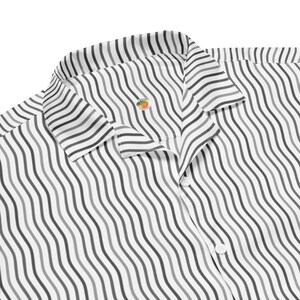 Button Up Shirt With Black and White Stripes, Men&#39;s Striped Button Up Shirt