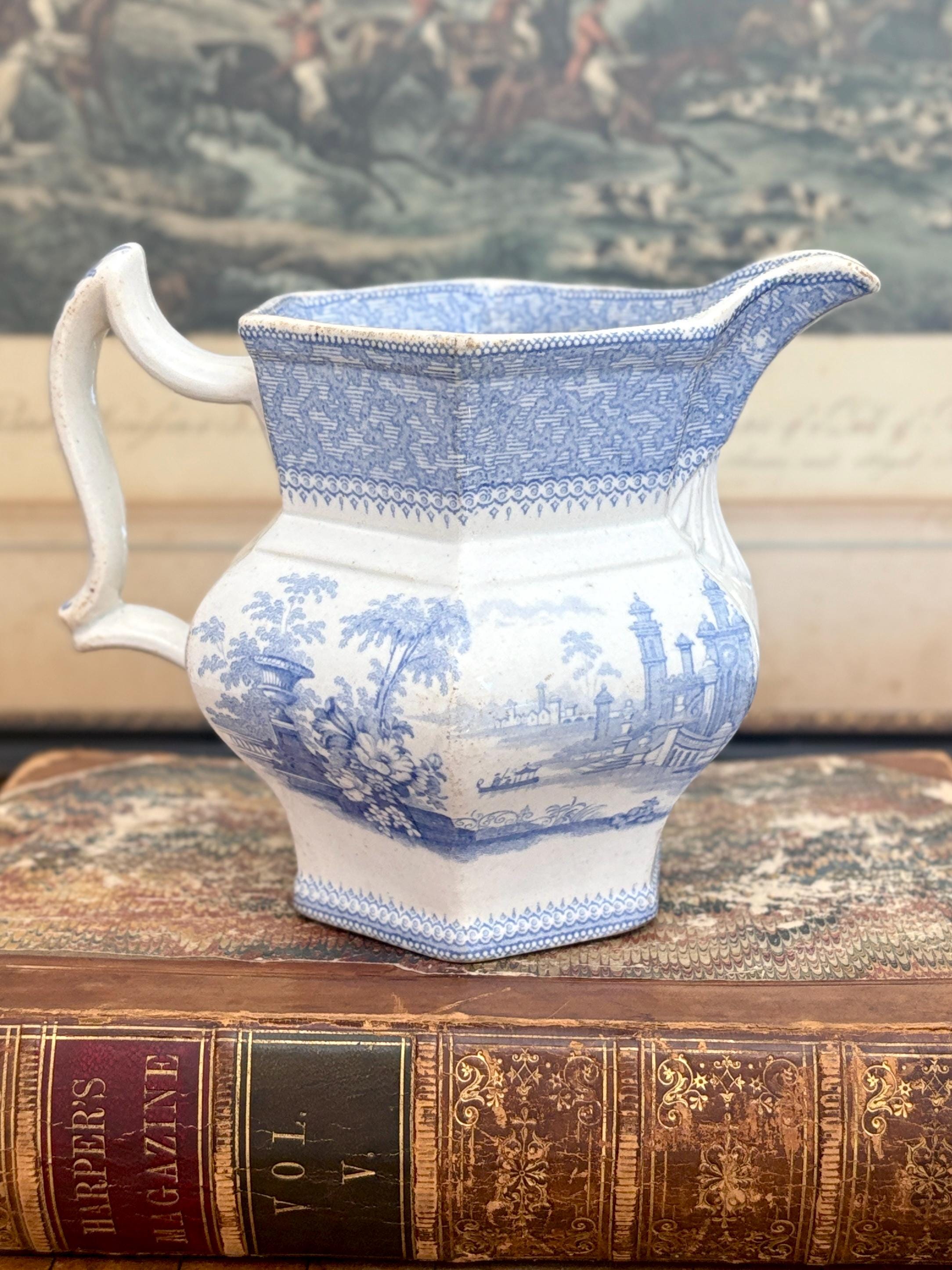 Blue and White Pitcher England - Etsy