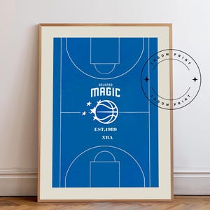 Orlando Magic Basketball Court Poster, NBA Wall Art, Modern Sports Print, Basketball Room Decor, Gift for Fans, Game Day Home Design