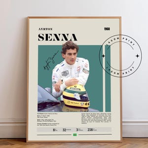 Ayrton Senna Poster, Formula 1 Legend Wall Art, Brazilian F1 Driver Print, Motorsport Racing Decor, Gift for Racing Fans and Collectors