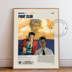 Fight Club Poster, Tyler Durden Wall Art, Cult Movie Print, 90s Film Gift, Minimalist Decor, Digital Download, Physical Print, Fan Art