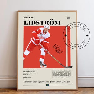 Nicklas Lidström Poster, Detroit Red Wings Poster, NHL Poster, Hockey Poster, Sports Poster, Mid-Century Modern, Sports Bedroom Posters