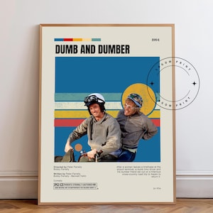 Dumb and Dumber Poster, Comedy Movie Wall Art, Jim Carrey Print, 90s Film Gift, Funny Fan Art, Digital Download, Physical Print, Retro Decor