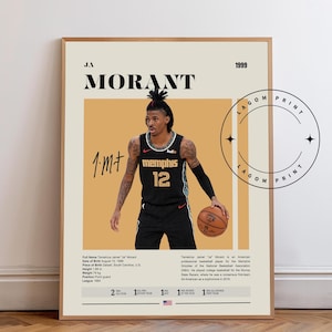 Ja Morant Poster, Memphis Grizzlies Poster, NBA Poster, Sport Poster, Mid Century Modern, NBA Fans, Basketball Geschenk, Sport Schlafzimmer Poster