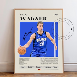 Franz Wagner Poster, Orlando Magic Poster, NBA Poster, Sports Poster, Mid Century Modern, NBA Fans, Basketball Gift, Sports Bedroom Posters