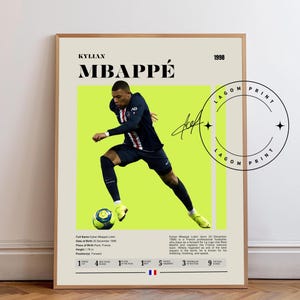 Kylian Mbappé Poster, Paris Saint Germain, Soccer Gifts, Sports Poster, Football Player Poster, Soccer Art, Bedroom Poster