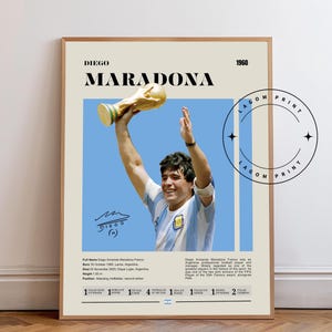 Diego Maradona Poster, Argentina Soccer Poster, Soccer Gifts, Sports Poster, Football Player Poster, Soccer Art, Bedroom Poster