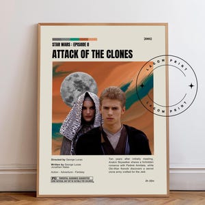 Attack of the Clones Poster, Star Wars Episode II Wall Art, Sci-Fi Print, Jedi Movie Gift, Digital & Physical Print Option
