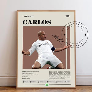 Poster Carlos, brasilianischer Fußballer Druck, Fußball Geschenke, Sport Poster, Fußballspieler Poster, Fußball Wandkunst, Sport Schlafzimmer Poster